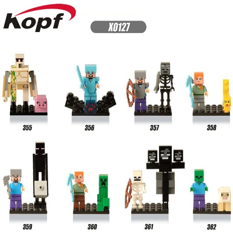 Mainan Lego X0127 Single Sale DIY Super Heroes Bricks Style mini Zombie Steve Minecrafted Building