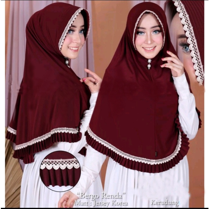 HIJAB KHIMAR BERGO JERSY REMPEL RENDA(L) WALYA KERUDUNG ORIGINAL