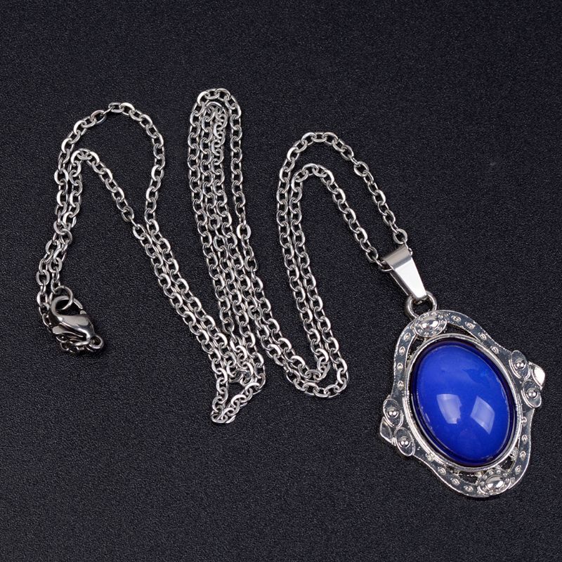 SIY  1 Set Necklace + Ring Vintage Stone Temperature Sensing Mood Emotion Change Color Unique Personality Creative Women Men Charms Jewelry Gifts Retro Antique Fashion Pendant