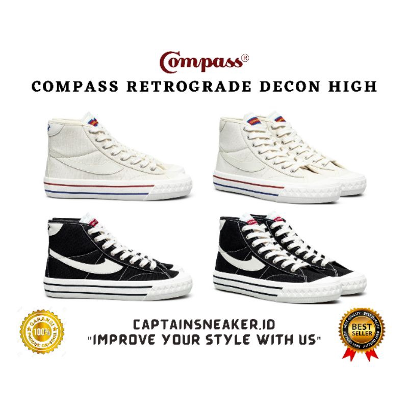 [Ready stock] Compass retrograde high decon black white/cream | 36-45
