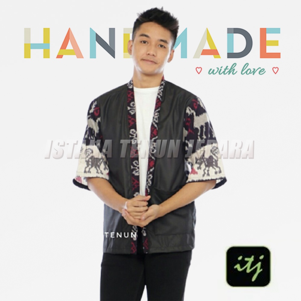 Blazer Batik Pria / Outerwear Pria / Kimono Motif Toraja Etnik Handmade Tenun Troso