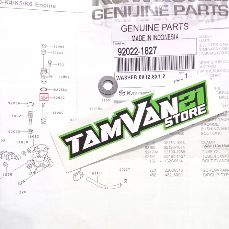 WASHER GEAR AS RPM NINJA RR R SS 92022-1827
