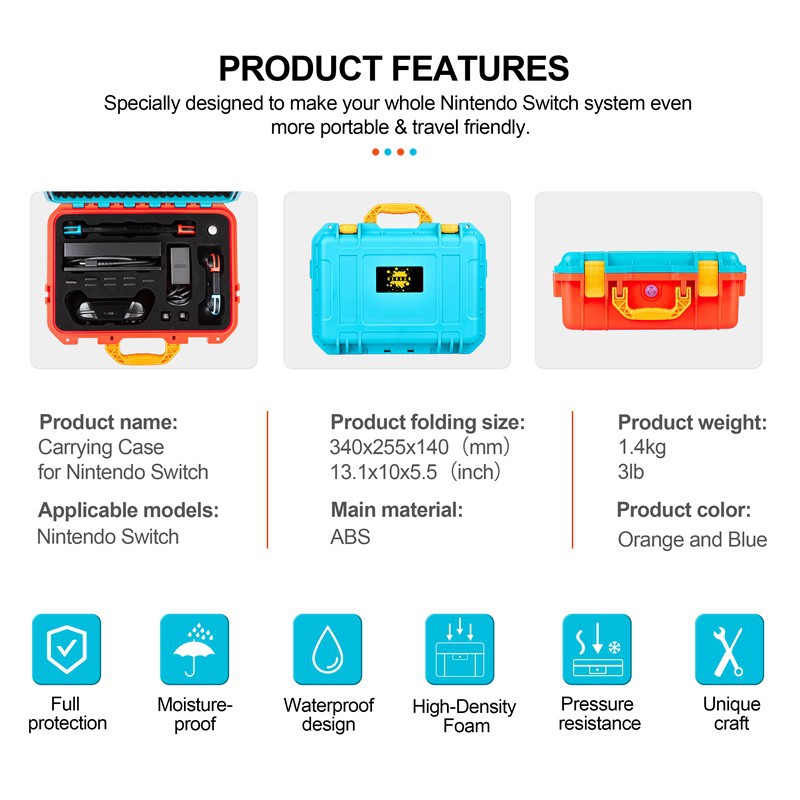 Devaso Waterproof Colorful Carrying Case For Nintendo Switch Original