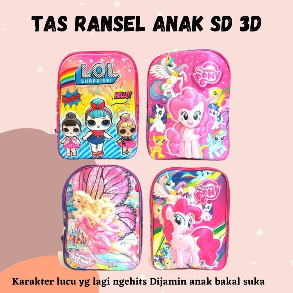 HARGA PROMO!! TAS RANSEL ANAK SD 3D TIMBUL UKURAN BESAR BANYAK KARAKTER