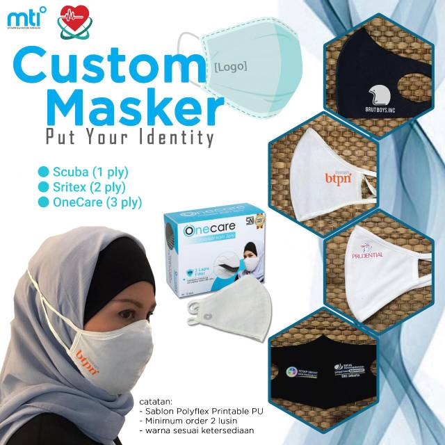 MASKER KAIN HEADLOOP CUSTOM LOGO PERUSAHAAN KOMUNITAS SENDIRI MIN.ORDER 2 LUSIN