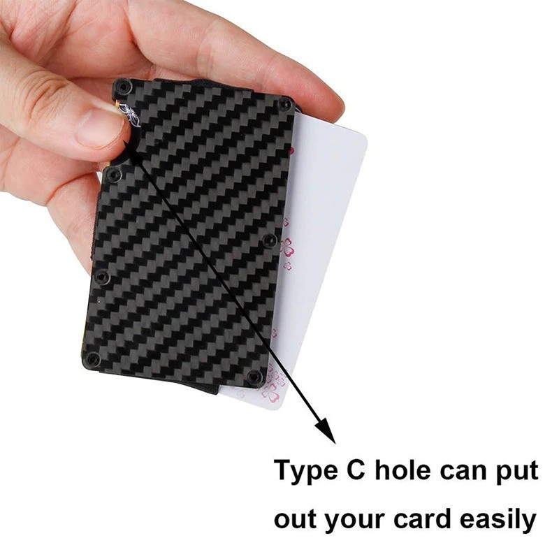 Dompet Kartu Slim Carbon Fiber Card Clip Holder Purse - Black