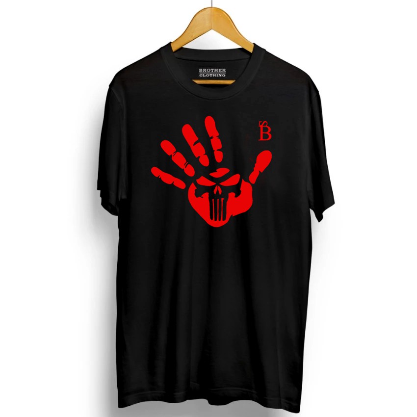 Kaos Distro Skull Hand Red - Abu Misty Premium