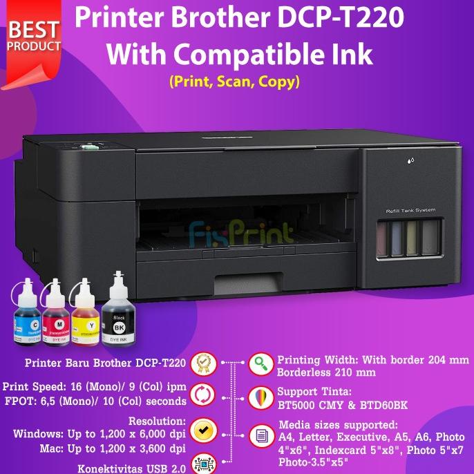 Jual Printer Ink Tank Brother Dcp T220 Dcp T220 Original Tinta D60bk Bt5000 Star Seller Termurah 8192