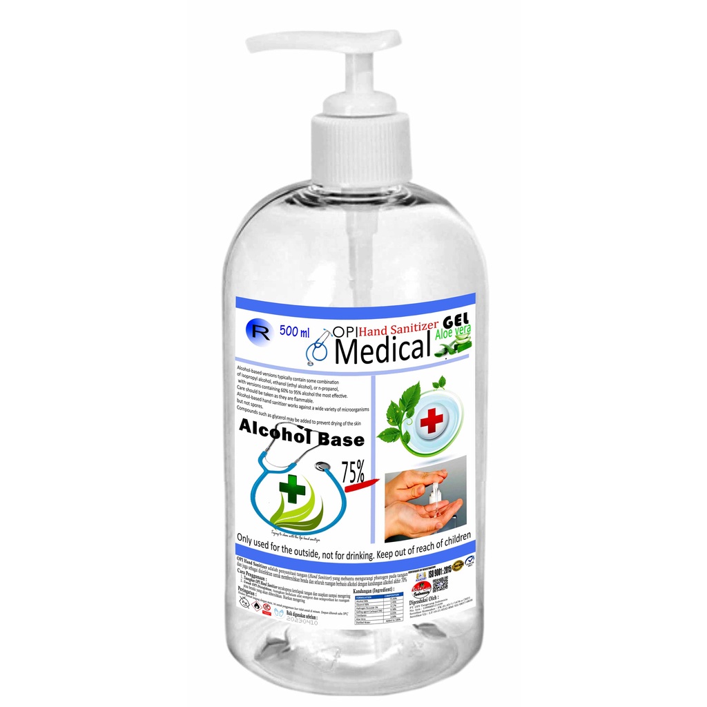 hand sanitizer 500 ml gel medical kesehatan anti virus covid wangi aloe vera 75% alkohol KEMENKES sudah ada izin edar resmi by Oke sabun suplayer