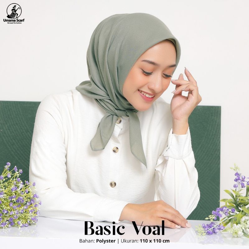 Jilbab Basic Voal Polos Original Umama Seri Warna | Hijab Basic Voal Warna Jait Tepi Part 1 By Umama-Basic Mose Green