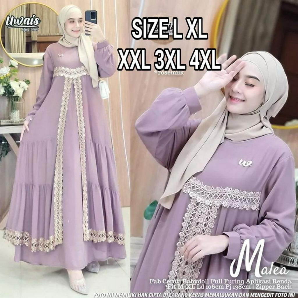 GAMIS TERBARU 2023 LEBERAN WANITA MALEA MAXY BIG SIZE L XL XXL 3XL 4XL CERUTY BABYDOLL PREMIUM ADEM