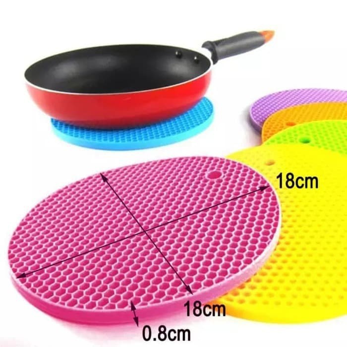 Tatakan Silicon Anti Slip / Tatakan Piring Panci Anti Panas / Tatakan Alas Silikon Bulat