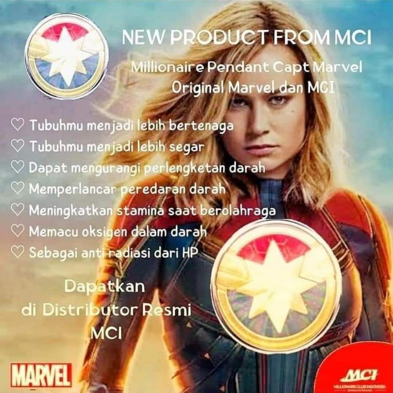 Pendant Captain Marvel 100% Original MCI