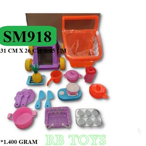 MAINAN ANAK PEREMPUAN TROLEY MASAKAN SET SM918