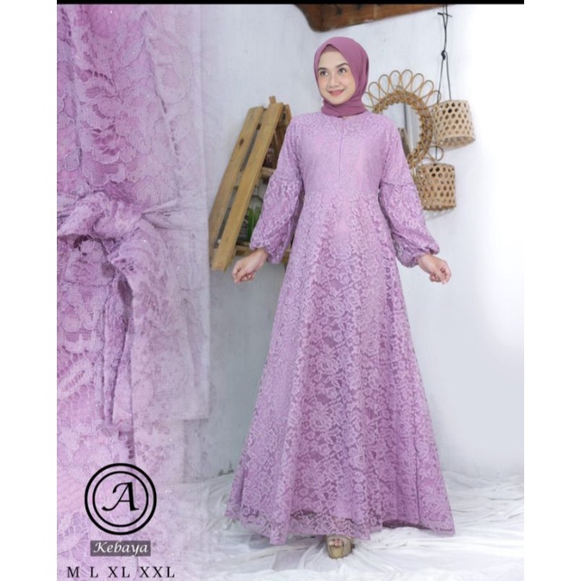 GAMIS BURKAT TANGAN BALON / GAMIS BURKAT KEKINIAN / BAJU PESTA MEWAH DAN ELEGAN BY MALIKA KEBAYA