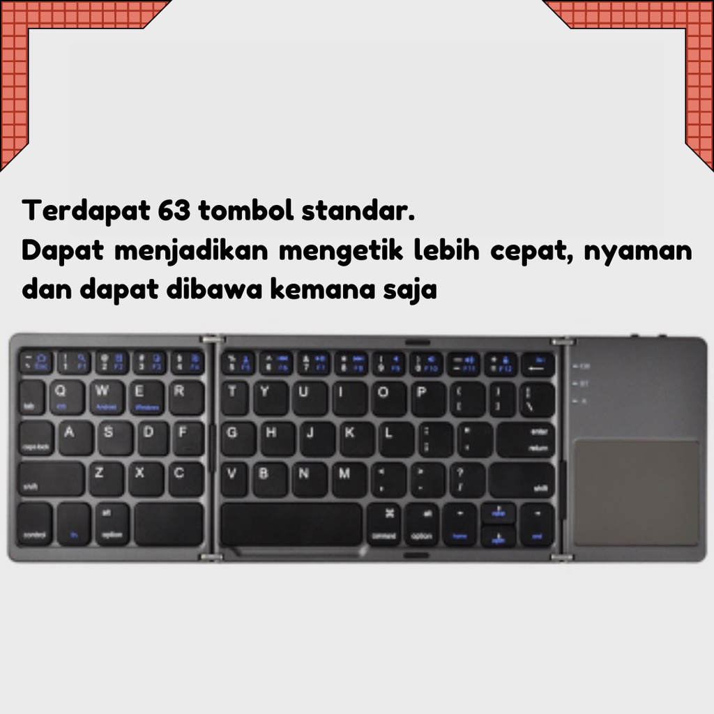 Foldable Wireless bluetooth Keyboard 3 Layers with Touchpad, Keyboard Lipat B033 [READY STOCK]