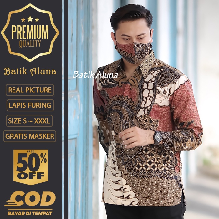 BATIK PRIA LENGAN PANJANG MEWAH PREMIUM ALUNA PRABUSENO SHANGHAI KERIS KEMEJA BATIK ACARA NIKAHAN KE