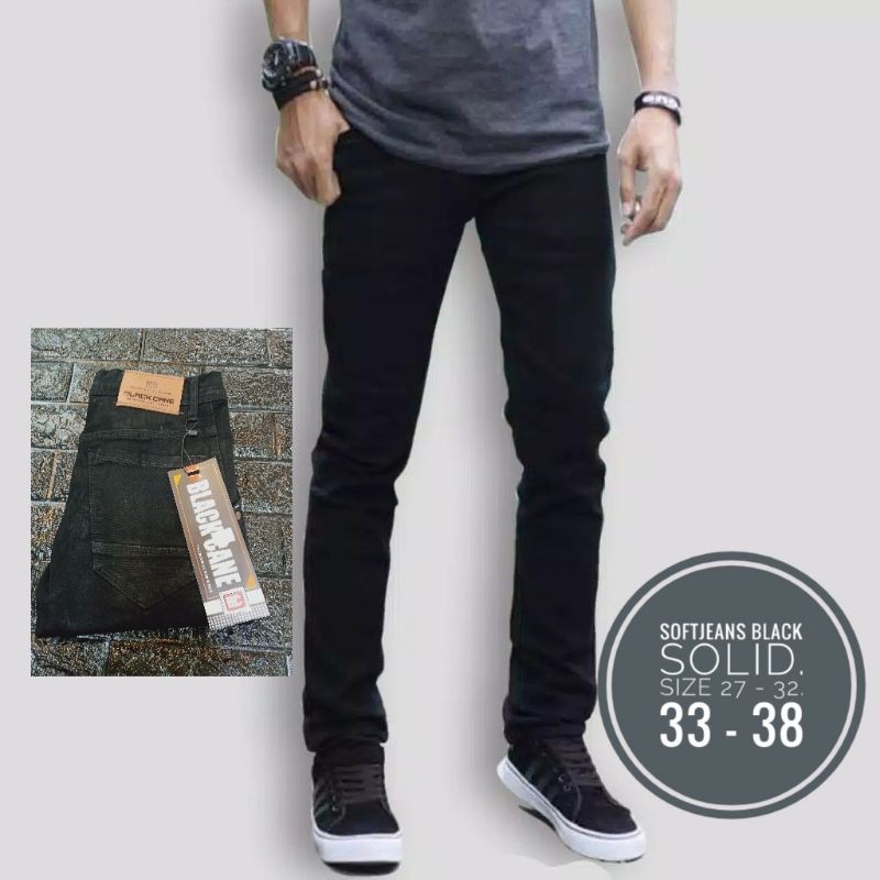 

pensil soft jeans hitam solid / black cane