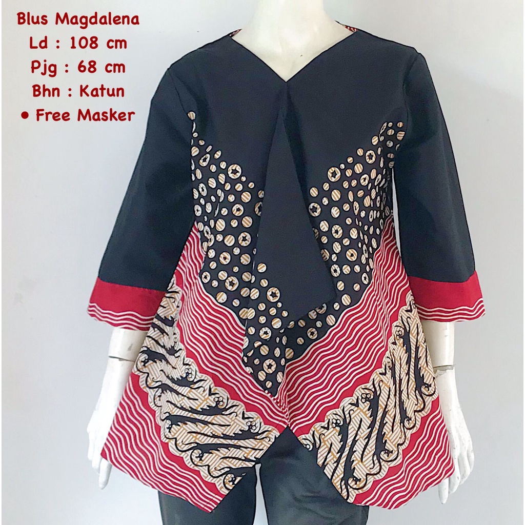 Blus magdalena batik solo atasan kerja blus wanita