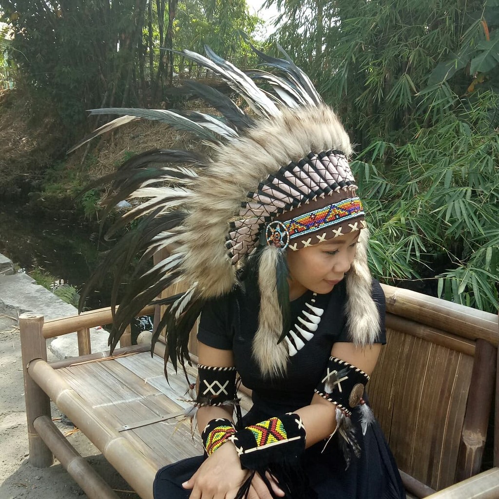 warbonnet/topi indian/topi carnaval,pesta/topi bulu ayam