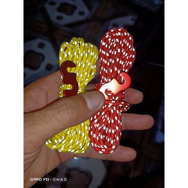 paket tali flysheet tenda reflektive 3mm lengkap denfan guyline alumunium