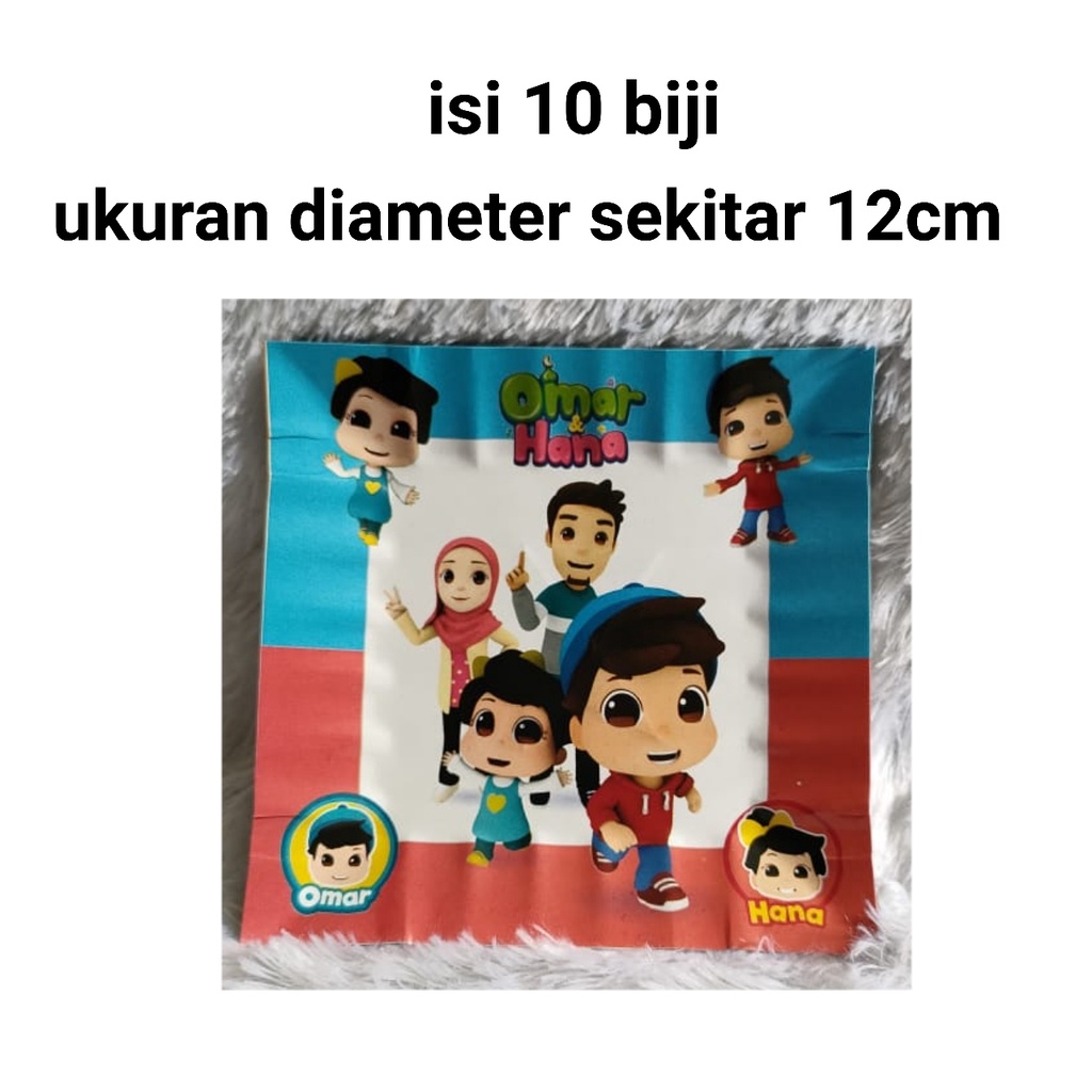 piring kertas ulang tahun isi 10 pcs karakter omar hana omar dan hana