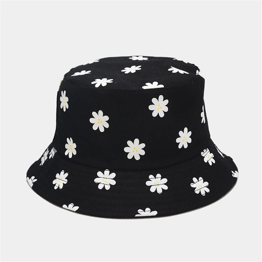 Topi Bucket Dewasa dan anak Sablon Bunga daisy 1 sisi D003 Daisy Bahan Drilll / Daisy 003