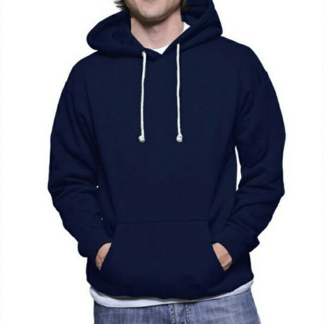 hoodie jumper biru dongker polos pria | Shopee Indonesia