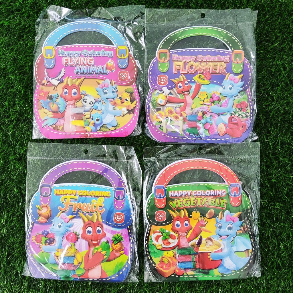 

JC - Buku Mewarnai Tas Motif Animal, Flower, fruit, Vegetable + 3 Pcs Crayon / Happy Coloring