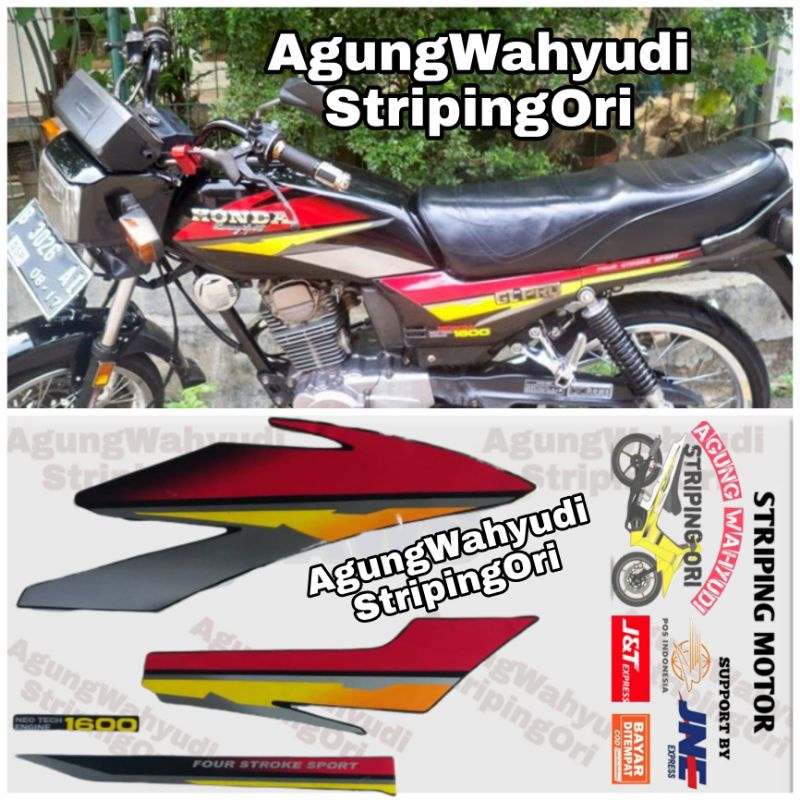 STRIPING MOTOR HONDA GL PRO 1997 HITAM SILVER MERAH LIS LES BODY POLET STIKER SEPEDA  1995 95 96 199