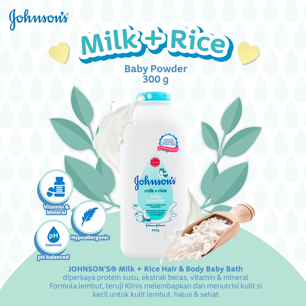 JOHNSON'S Milk + Rice Baby Powder - Bedak Bayi 300gr