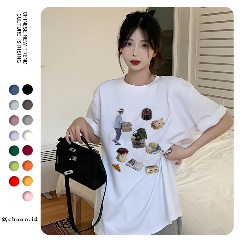 Kaos Atasan Wanita Lengan Pendek Oversize Printed T-shirt Baju Wanita Kekinian Korean Style/Kaos wanita t-shirt