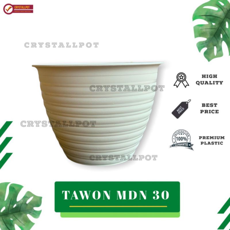 pot bunga tanaman mdn putih 30cm model tawon - MDN 30 PUTIH