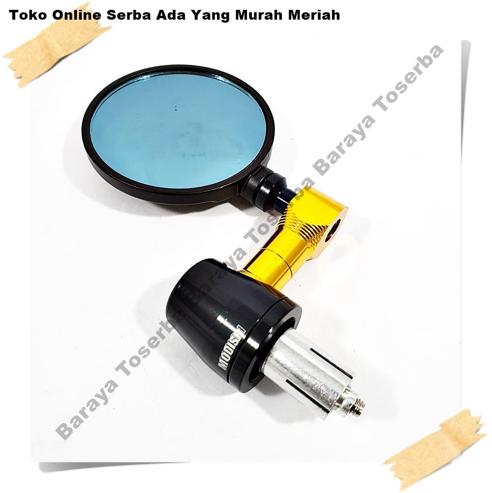 Jalu Spion Kaca Spion Biru Gagang Gold CNC Yamaha Nmax Mio Beat Dll Universal PNP Stang Bar End