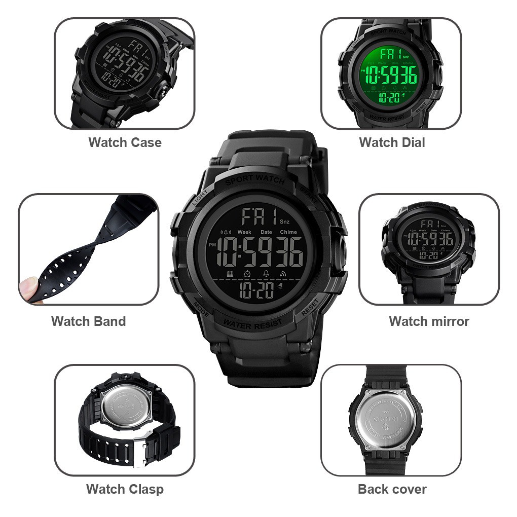 Jam Tangan Pria Original SKMEI 1568 Digital Sport Outdoor Waterproof 5 ATM