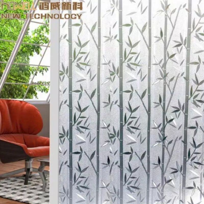 Stiker motif bambu es untuk kaca jendela