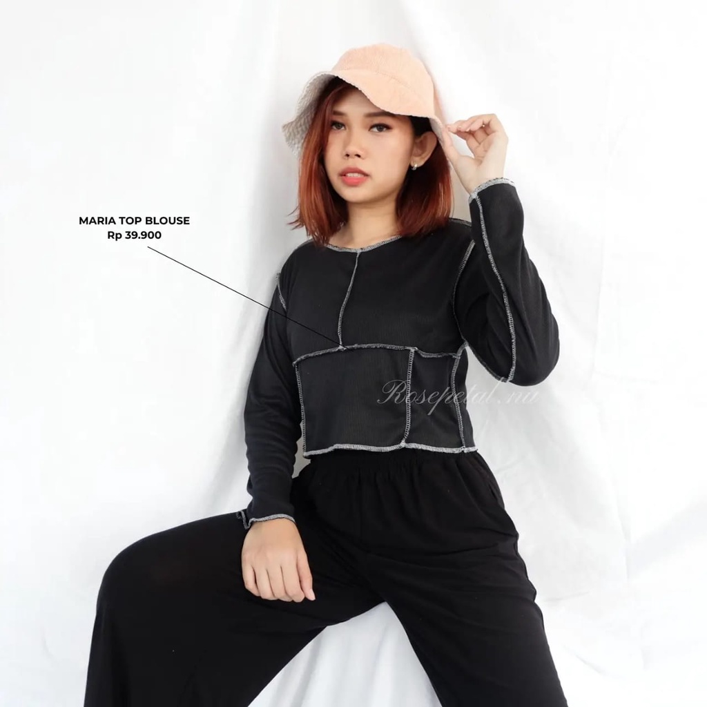 SALE maria top blouse / women blouse / blouse / blouse wanita / atasan wanita / lengan panjang wanita / lengan panjang / pakaian wanita / baju wanita / seam front