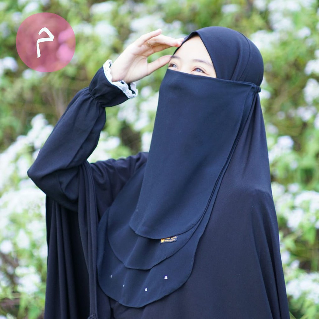 Cadar 3 layer kristal/half niqab cristal