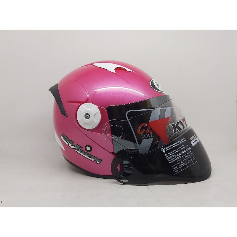Helm Kyt 2 Vision Pink Metalik Paket Ganteng-Fullset kaca silver