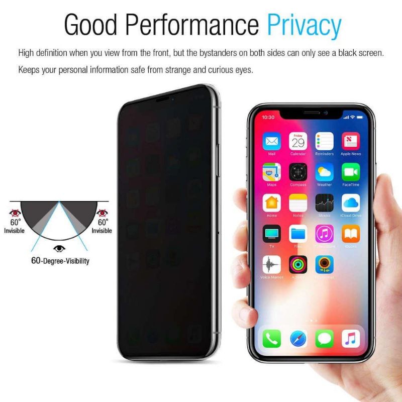 Tempered Glass Anti Spy iPhone X iPhone XS iPhone XR iPhone XS MAX Anti Gores Anti Spy Full Layar