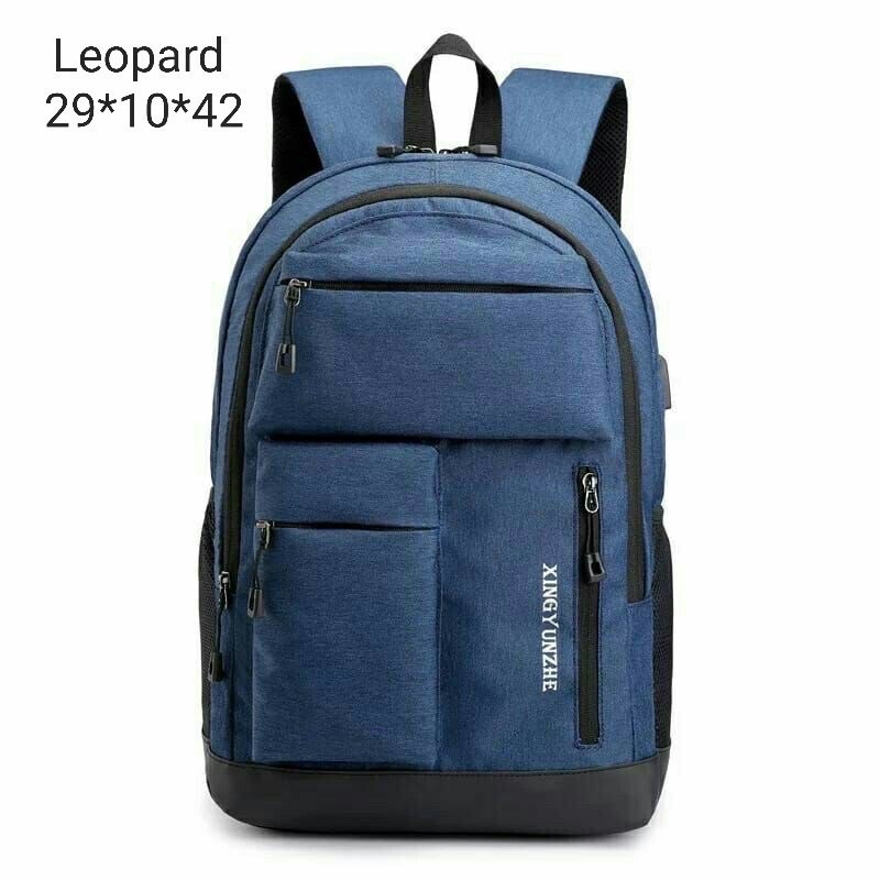 Tas ransel pria tas ransel laptop polos Denim Xing Yunzhe tas ransel kerja tas sekolah anak polos simple tas laptop ransel denim saku depan multifungsi