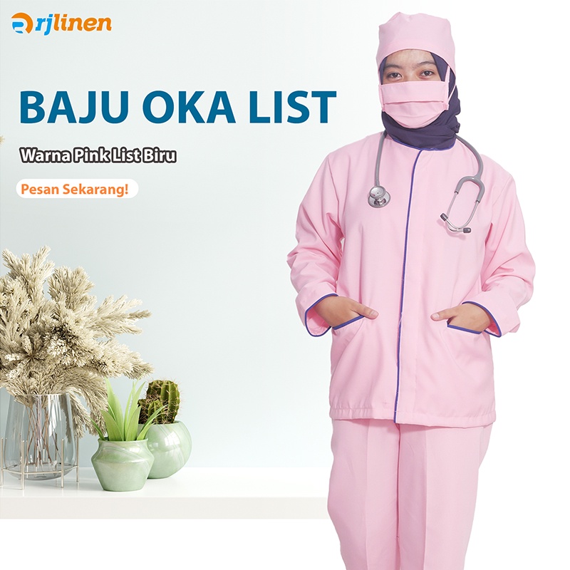 Baju Seragam OKA LIST Perawat Suster Petugas Medis Klinik Bidan Rumah Sakit Lengan Panjang