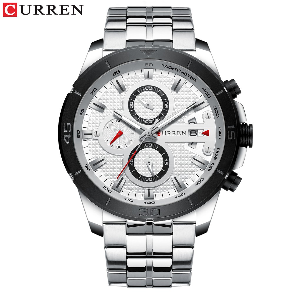 

Jam Tangan Pria Curren Men'S Quartz Watch Stainless Steel Sports Watch Waterproof Watch + Box