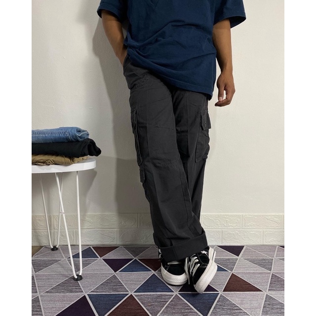 cargo pants crux dark grey reguler fit