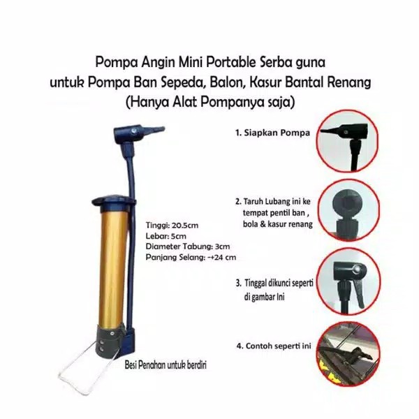 HanyaBeli Pompa Angin Ban Sepeda Balon Kasur Bantal Renang Angin Mini Portable