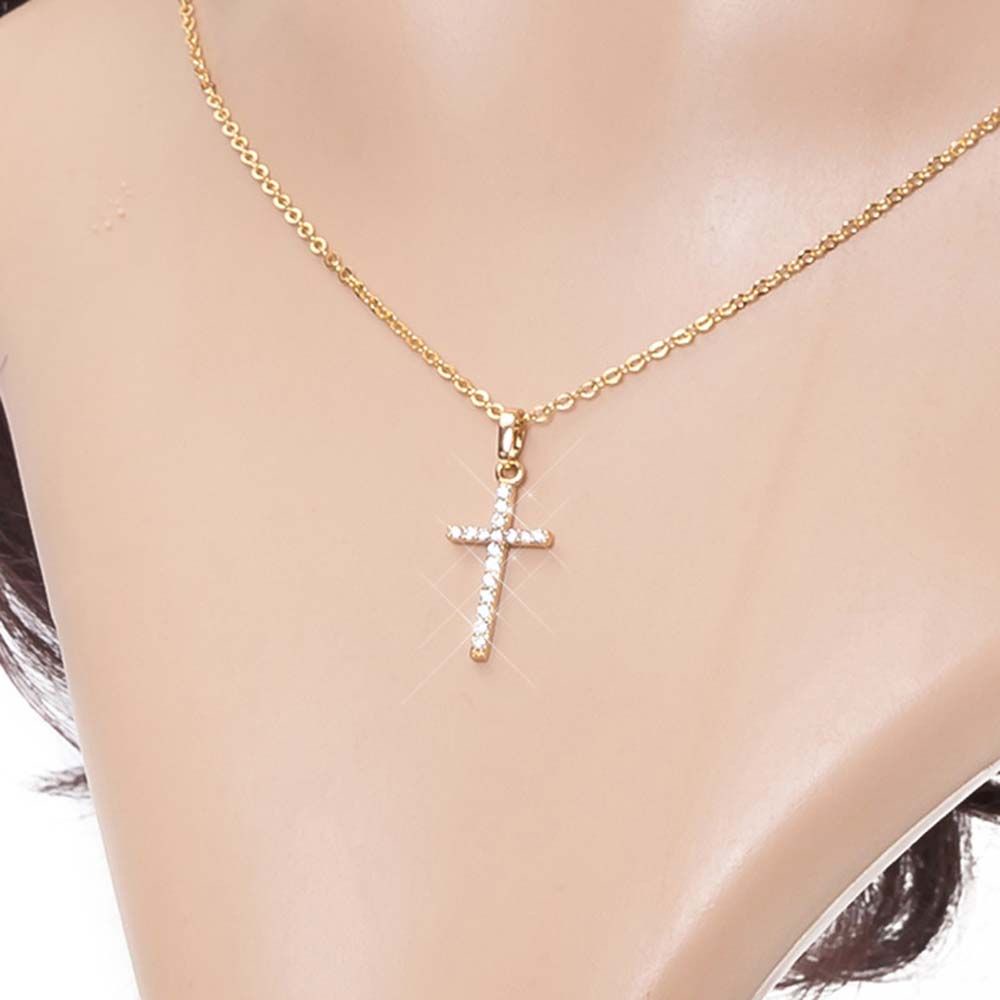 Needway  Party Gift Women Necklaces Minimalism Clavicle Chains Cross Necklaces Cross Elegant Silver Color Diamond Rhinestone Choker Korean Style/Multicolor