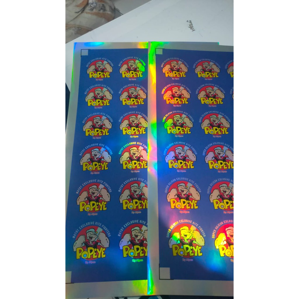 

Cetak Stiker Label Kemasan Hologram A3+ (Print + Cutting) / Stiker Produk / Stiker Custom