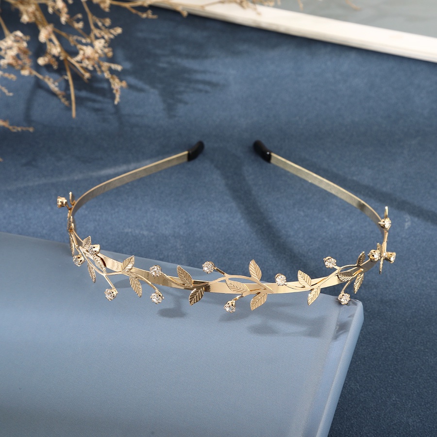 Bando Desain Bunga Aksen Mutiara Dan Berlian Imitasi Bahan Metal Warna Emas Gaya Korea Untuk Wanita