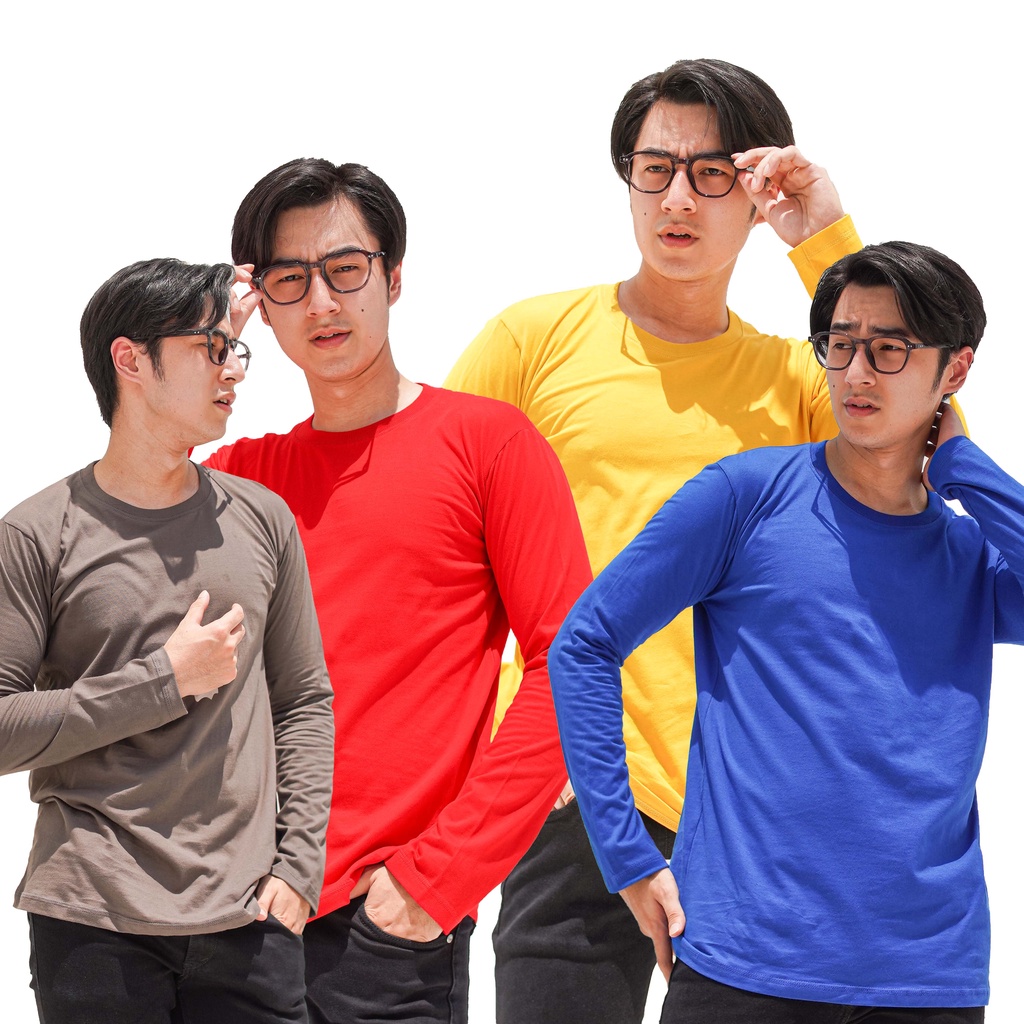 Jual Kaos Lengan Panjang Polos Cotton combed 30s /24s Kaos Putih polos