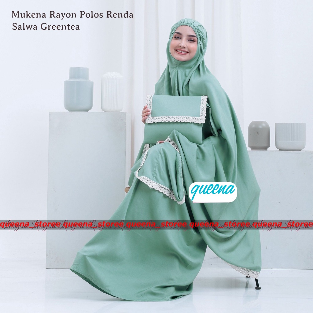 Mukena JUMBO NAURAYA Rayon Polos Renda Rajut Khadijah hadijah ORI//mukena polos renda salwa tazbiya 